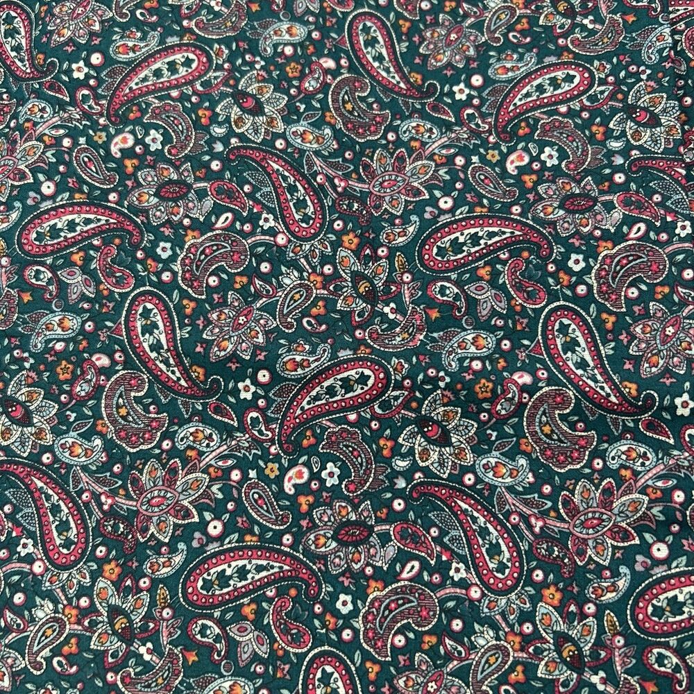 Vintage Cotton Quilting Fabric Peter Pan Paisley Floral Green Pink Colorful 3 Pc